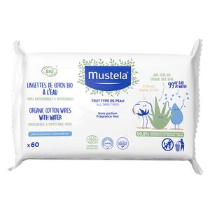 Toalhas de Algodão Mustela Bio Base de Água 60 unidades