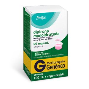 Dipirona Monoindratada Sol Oral 50mg 100ml Genérico Medley