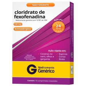 Cloridrato de Fexofenadina 120mg 10 Comprimidos Revestidos