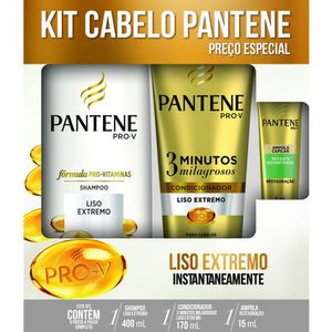 Pantene Pro-V Liso Ext Kit Shampoo 400ml+Cond 3 MM +Ampola