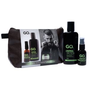 Go Man Kit Barba Premium Shampoo+Óleo Tea Tree +Necessaire