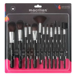 Kit 12 Pincéis Profissional para Maquiagem Macrilan