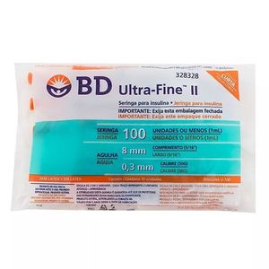 Seringa BD Ultra Fine II 100UI 1mL Agulha 8mm pct c/10 uni