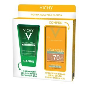Kit Protetor Solar Idéal Sol Purify Média FPS70+Normaderm 40g