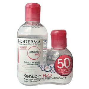 Kit Solução Micelar Demaquilante Bioderma Sensibio H2O Bio 250ml + 100ml