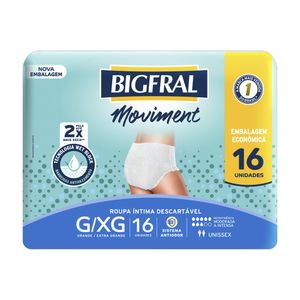 Roupa Íntima Descartável Bigfral Moviment G/XG 16 unidades