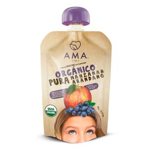 Purê de Frutas AMA Time Ôrganico Maçã e Mirtilo 90g