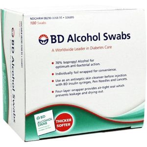 Almofadas para Assepsia BD Alcohol Swabs 100 Unidades