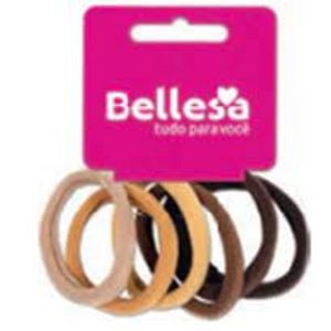 Elástico para Cabelo Bellesa Meia Marrom 6 Unidades