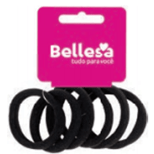 Elástico de Cabelo Bellesa Meia Preto 6 Unidades