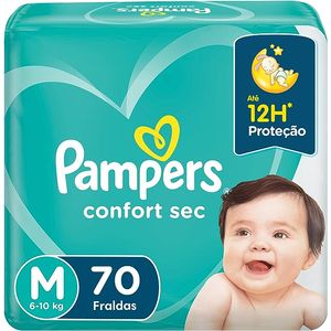 Fralda Pampers Confort Sec Fortbag M com 70 unidades