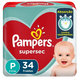 Fralda Pampers Supersec Mega P com 34 Unidades