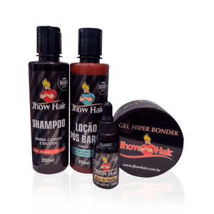 Kit Presente para Homem Jhow Hair Shampoo Barba, Cabelo e Bigode 250ml + Loção Pós Barba Creme 250ml + Óleo de Barba 30ml + Gel Hiper Bonder 240g