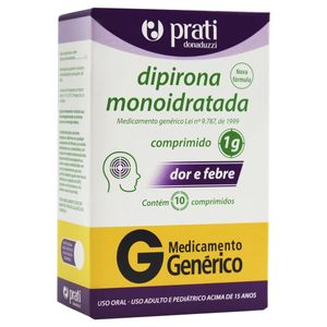 Dipirona Monoidratada Caixa 1g com 10 Comprimidos Genérico Prati Donaduzzi