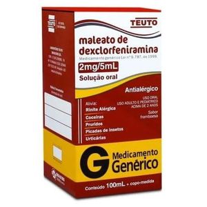 Maleato de Dexclorfeniramina 0,4MG/ML (2MG/5ML) Genérico Teuto