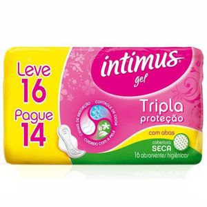 Absorvente Intimus Gel Tripla Proteção Cobertura Seca Abas com 16 unidades