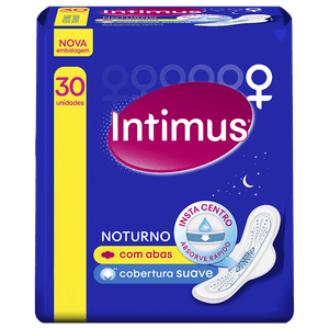 Absorvente Intimus Gel Noturno Suave Com Abas Com 30 unidades