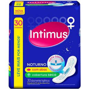 Absorvente Intimus Gel Noturno Seca Com Abas Com 30 unidades