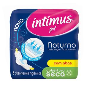 Absorvente Intimus Noturno Cobertura Seca com Abas com 8 unidades