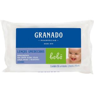 Lenço Umedecido Granado Bebê Lavanda com 50 unidades
