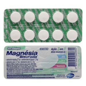 Magnésia Bisurada Sabor Menta com 10 Pastilhas