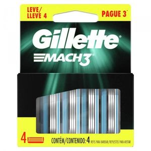 Carga Aparelho Barbear Gillette Mach3 com 4 unidades