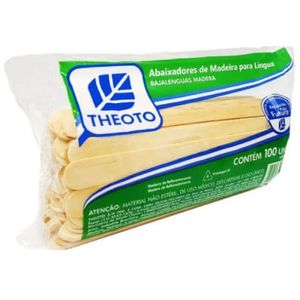 Abaixador De Língua Madeira Theoto com 100 unidades