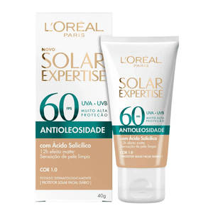 Protetor Solar Facial Antioliosidade FPS 60 L'Oreal Expertise Pele oleosa Cor 1.0 40g