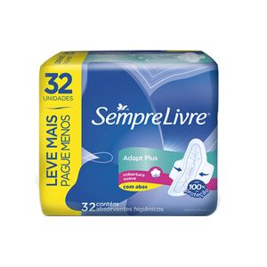 Absorvente Sempre Livre Adapt Plus Suave com Abas 32 unidades