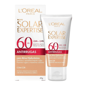 Protetor Solar Facial Creme Antirrugas FPS 60 L'Oreal Solar Expertise Com Cor 40g