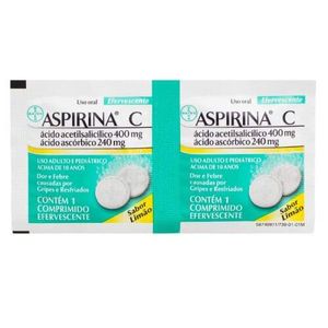 Aspirina C Efervescente Sabor Limão 640mg com 2 Comprimidos