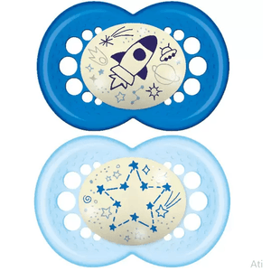 Chupeta Mam Original Night Coleção Trends 6+ meses Azul Tamanho 2 (Diversas Estampas)