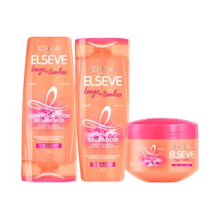 Kit Beleza Elseve Longo dos Sonhos Shampoo Salvador 200ml + Condicionador Desata Nós 200ml + Creme Milagroso 300g