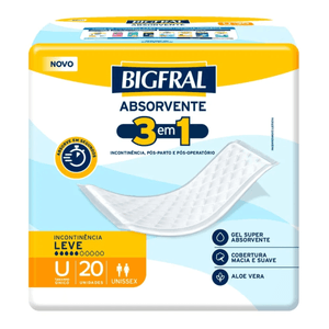 Absorvente Geriátrico Bigfral Plus Tamanho Único com 20 Unidades