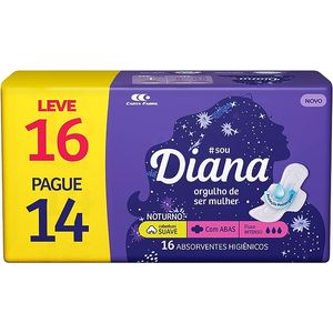 Absorvente Diana Fashion Noturno com Abas com 16 Unidades