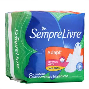 Absorvente Sempre Livre Adapt Plus Cobertura Suave com Abas com 8 unidades
