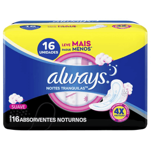 Absorvente Always Noturno Noites Tranquilas Suave com Abas com 16 unidades