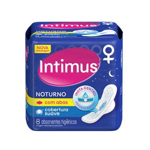 Absorvente Intimus Noturno Cobertura Suave com Abas com 8 unidades