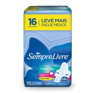 Absorvente Sempre Livre Adapt Plus Suave com Abas 16 unidades