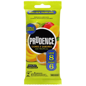 Preservativo Mix Tropical Prudence Leve 8 unidades Pague 6 unidades