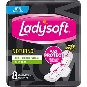 Absorvente Lady Soft Noturno Suave com Abas com 8 Unidades