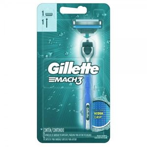 Aparelho de Barbear Gillette Mach3 Acqua-Grip com 1 Carga