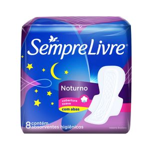 Absorvente Sempre Livre Noturno Suave com Abas Agentes Naturais com 8 unidades