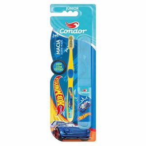 Escova Dental Condor Hot Wheels Jr+Estojo (Cores Diversas)