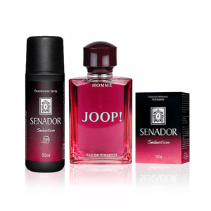 Kit Presente para Homem Homme Joop! Masculino Eau de Toilette 75ml + Senador Desodorante Spray Seduction 90ml + Senador Sabonete Seduction 130g