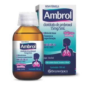 Ambrol Infantil Cloridrato de Ambroxol 15mg/ml sabor framboesa e baunilha Xarope 100ml Brasterapica