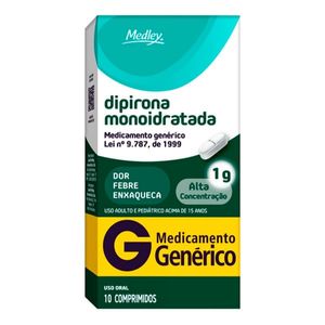 Dipirona Monohidratada Medley 1g com 10 Comprimidos Genérico