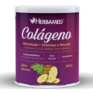 Colágeno Hidrolisado + 17 Vitaminas e Minerais Abacaxi 200g Herbamed