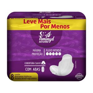 Absorvente Feminyd Com Abas Suave Noturno Leve+Pague- 8 Unidades