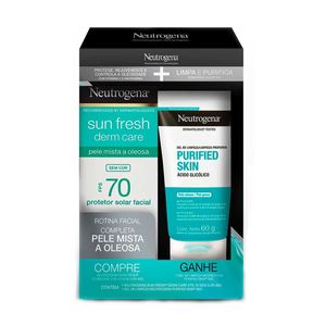 Protetor Solar Facial Neutrogena Sun Fresh FPS 70 40g + Gel De Limpeza Neutrogena Prified Skin 60g - kit